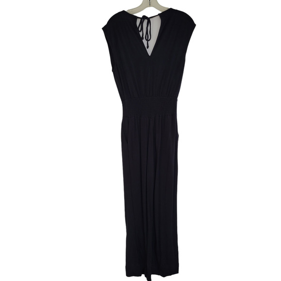 CAbi Downtown Jumpsuit Black V Neck Stretch Jersey Cap Sleeves Women Small - Picture 2 of 13